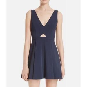 Alice + Olivia Nina Cutout Fit & Flare Sleeveless Mini Dress Navy Womens Size 6